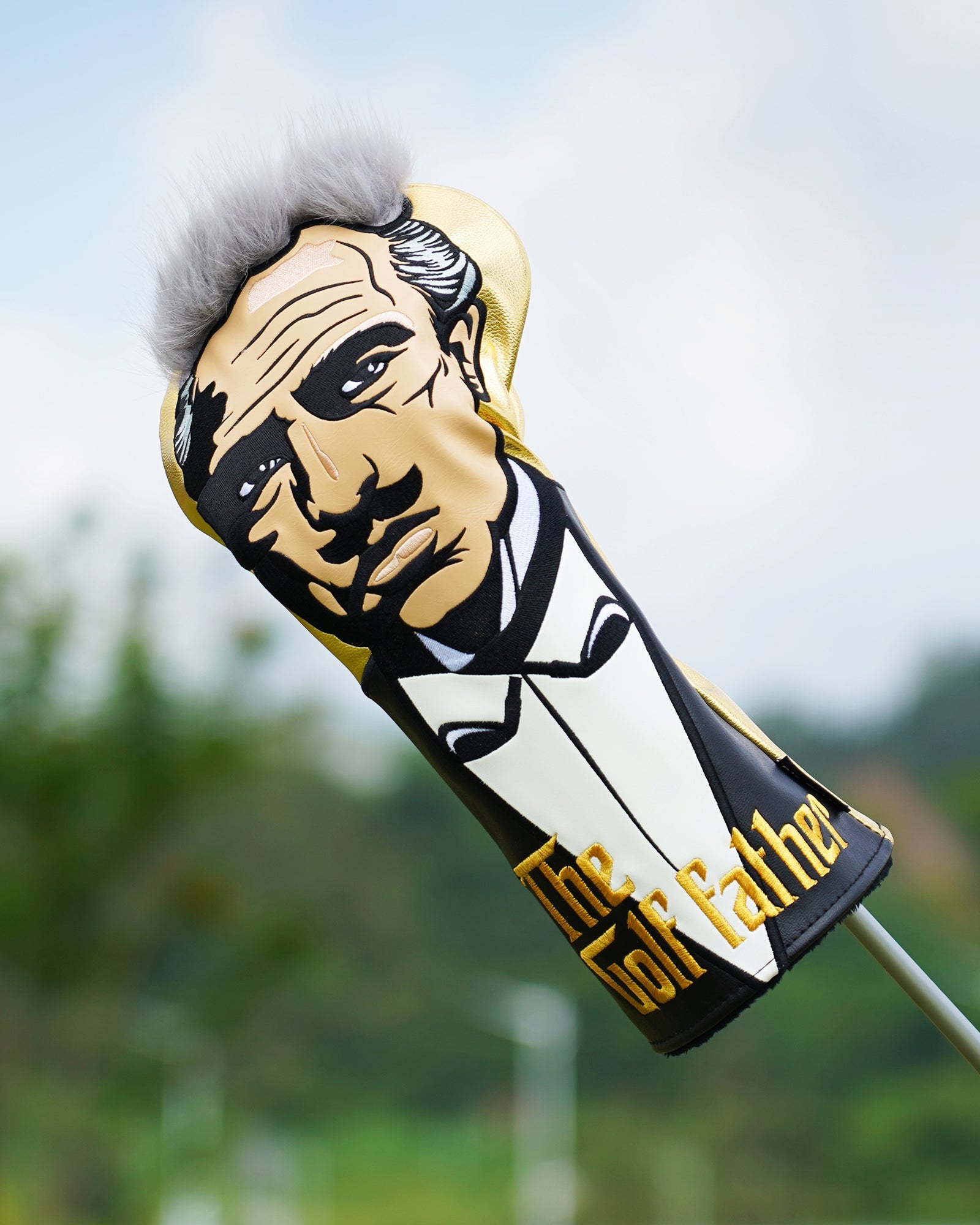 Golden PU Godfather Driver Head Cover