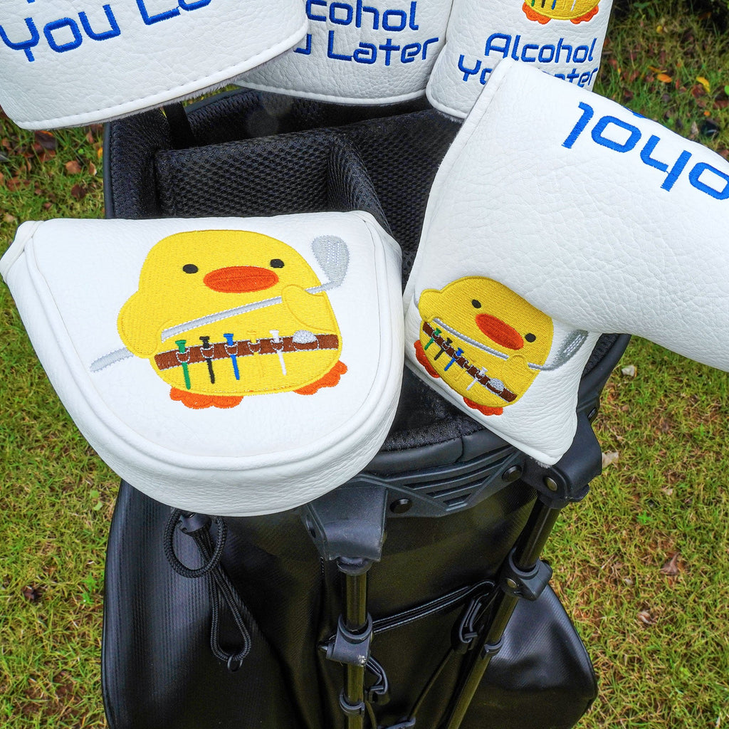 White PU Yellow Duck Mallet Blade Head Cover