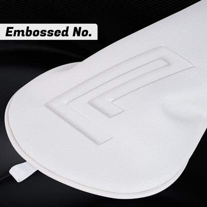 White 3D Embossed Leather Golf Head Covers