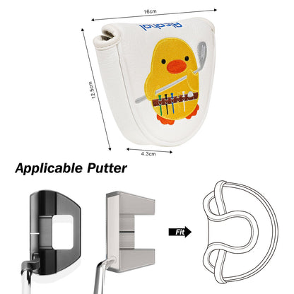 White PU Yellow Duck Mallet Blade Head Cover