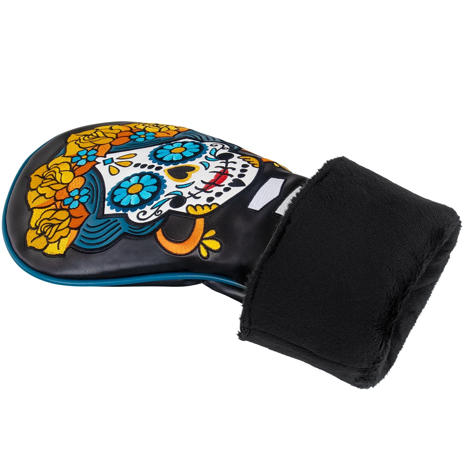 Black Day of the Dead Embroidered Wooden Head Cover