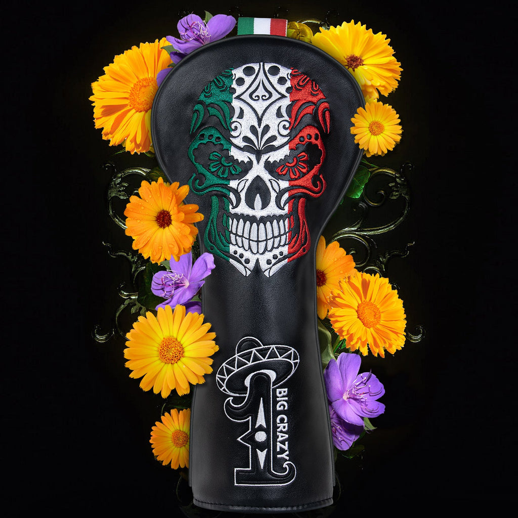 Black Mexican Day of the Dead Golf Head Cover Set