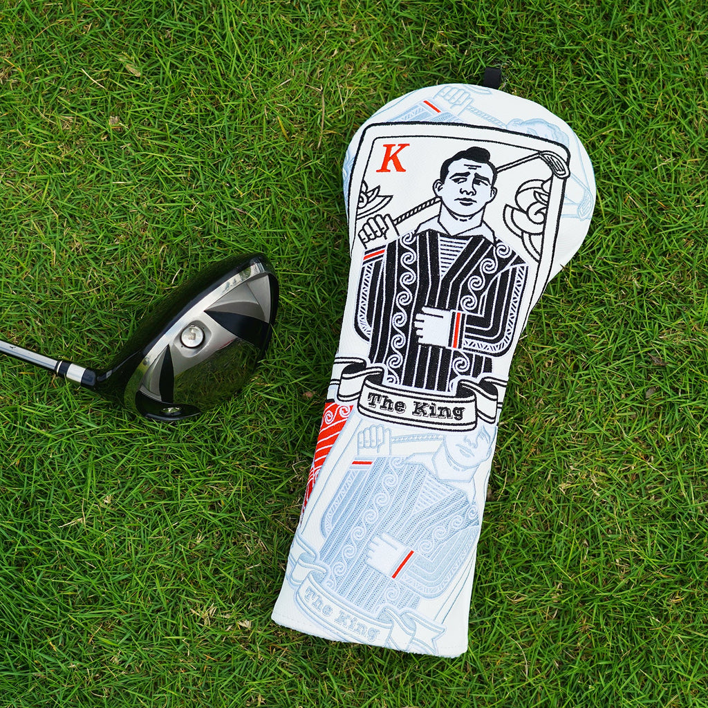 White PU King Driver Golf Head Cover