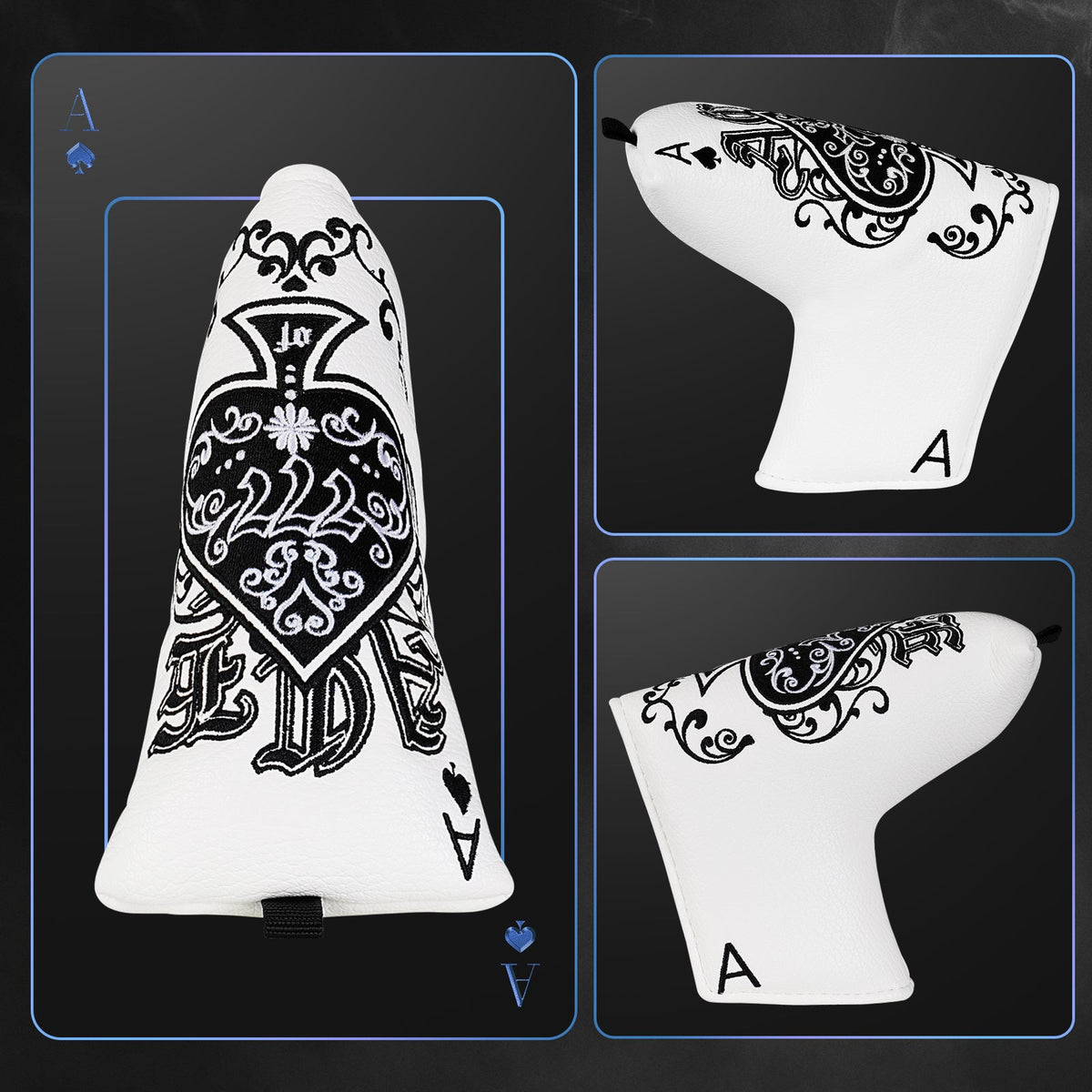 Spade Ace ♠ Golf Club Wood Headcover Set (Driver, Fairway, Utiliy/Hybrid)