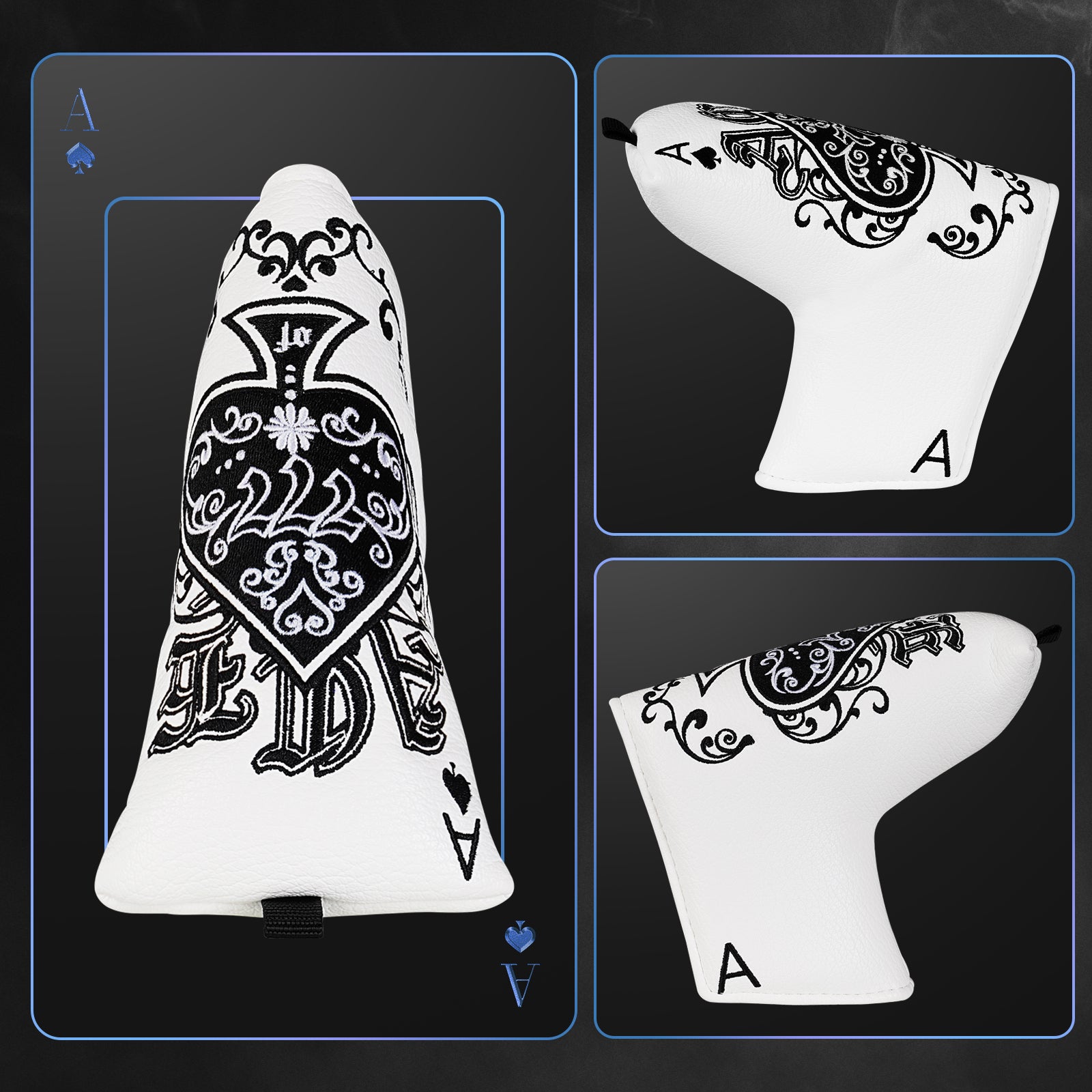 Spade Ace ♠ Golf Club Wood Headcover Set (Driver, Fairway, Utiliy/Hybrid)