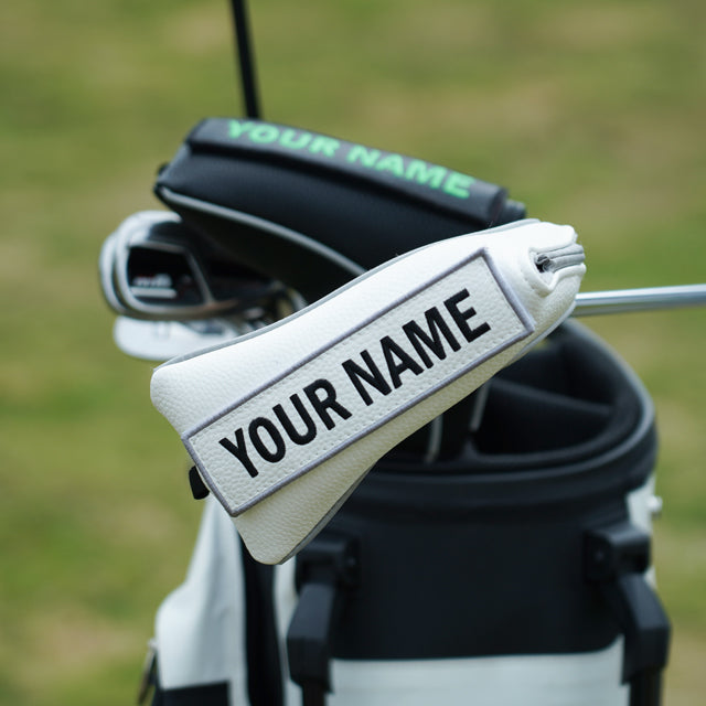 White Large Litchi Pattern Blade Putter Golf Headcover