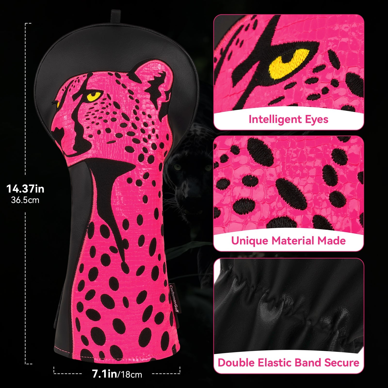 Pink Leopard Driver Golf Headcover