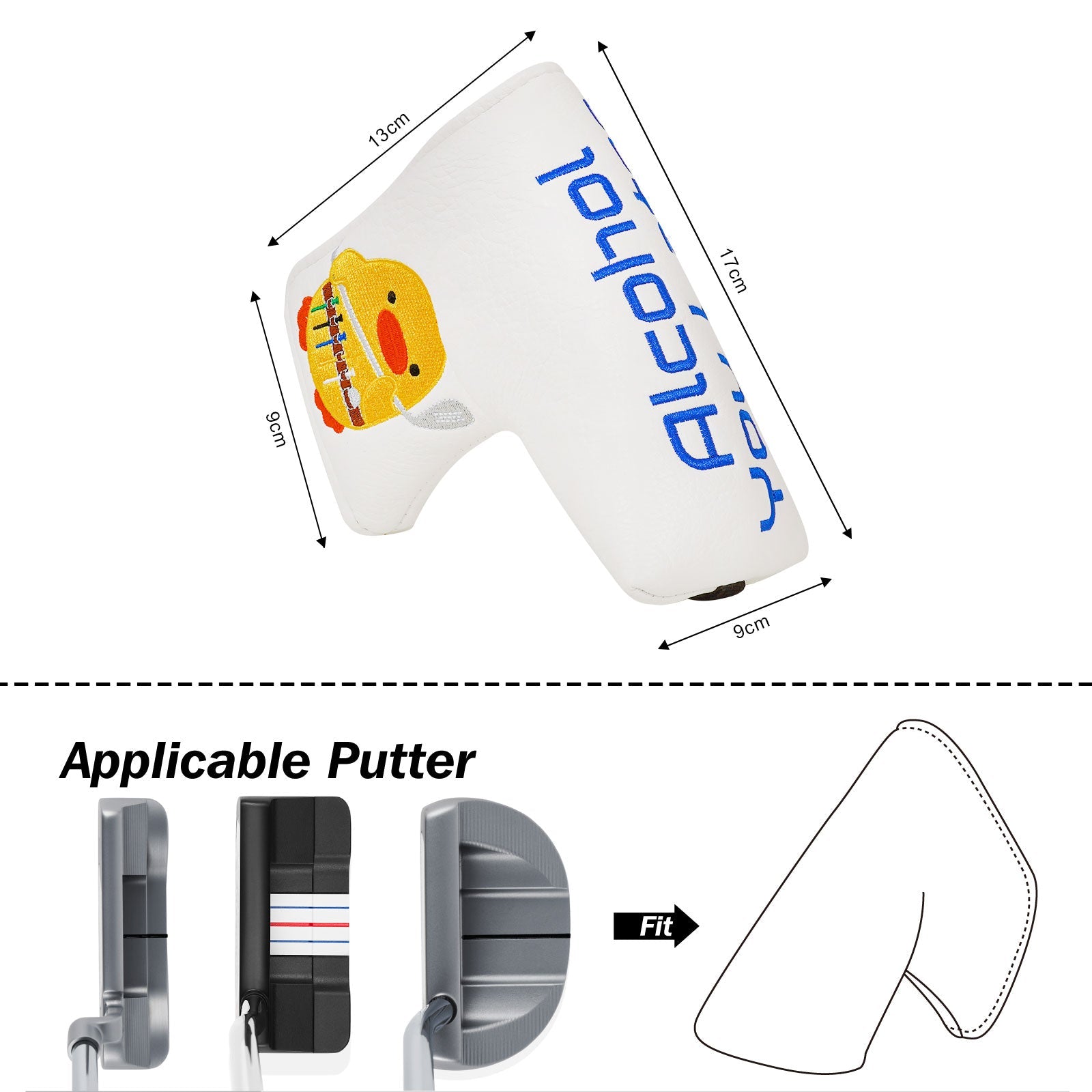 White PU Yellow Duck Mallet Blade Head Cover