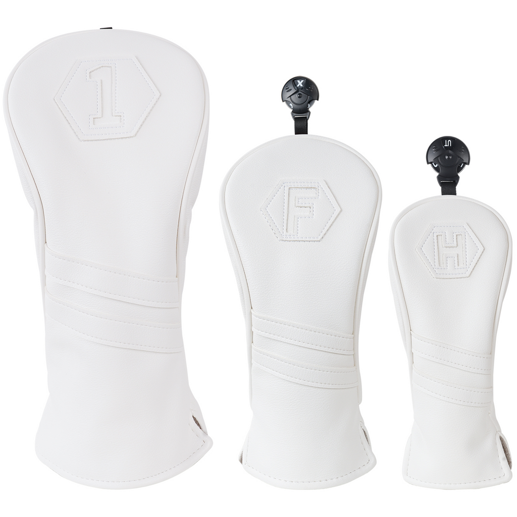 Plain White Driver Head Cover Set