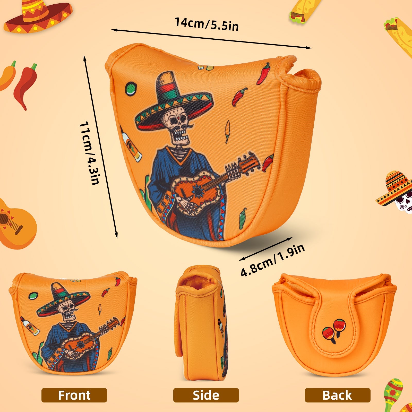 Orange Guitar Mallet Putter Head Cover