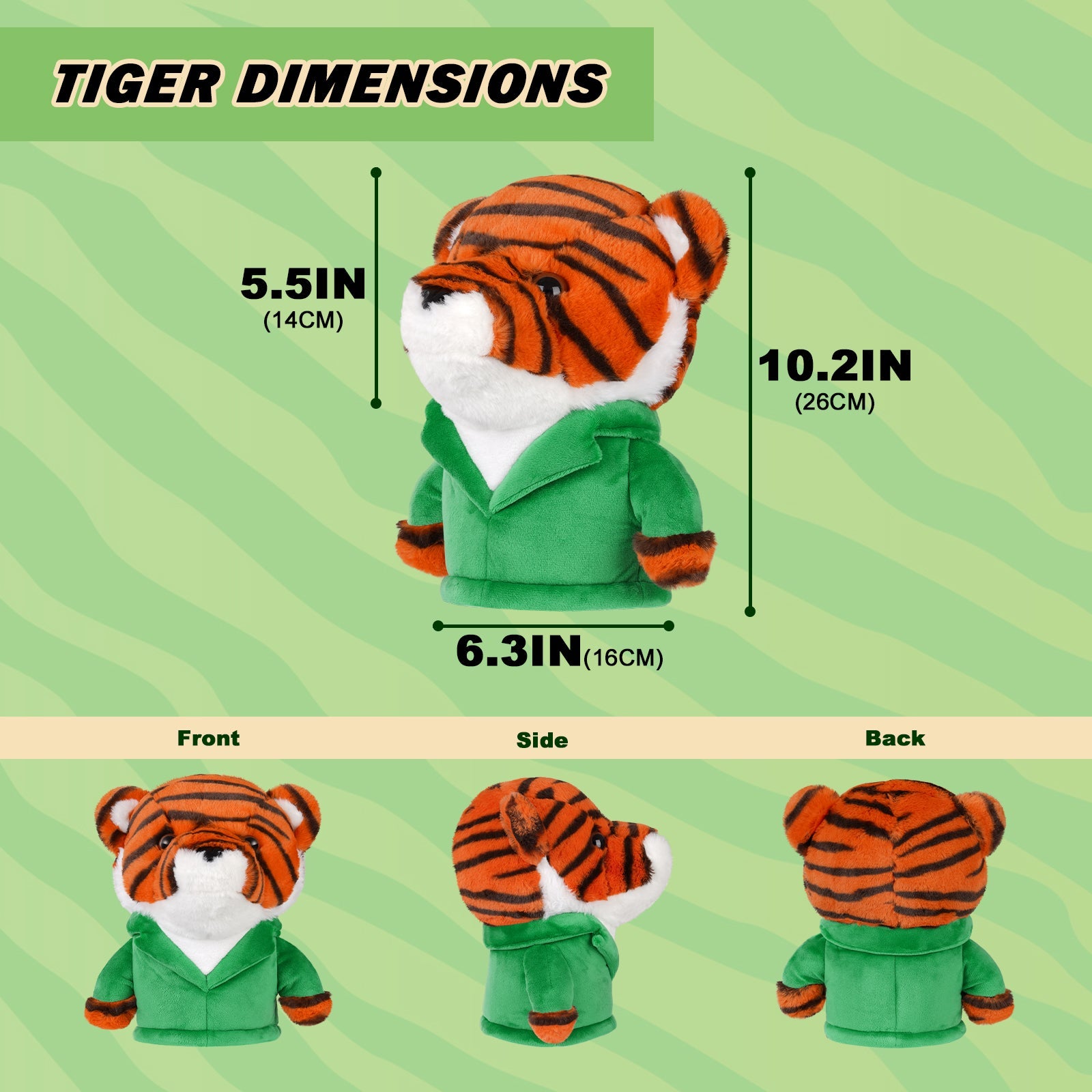 Green Cloth Tiger Animal Driver Head Cover