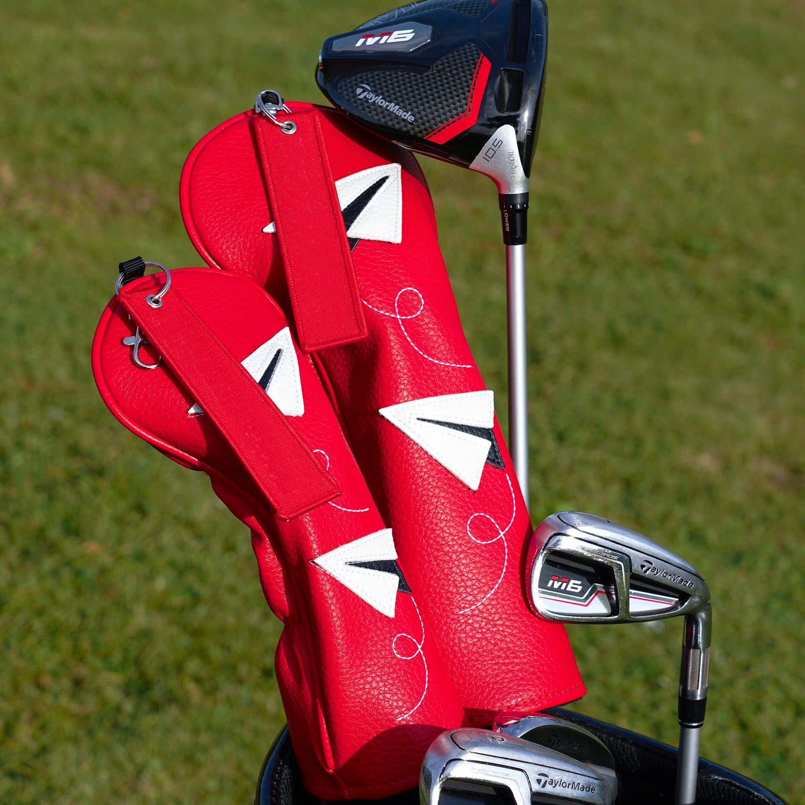 Red White Airplane Driver Head Cover Set