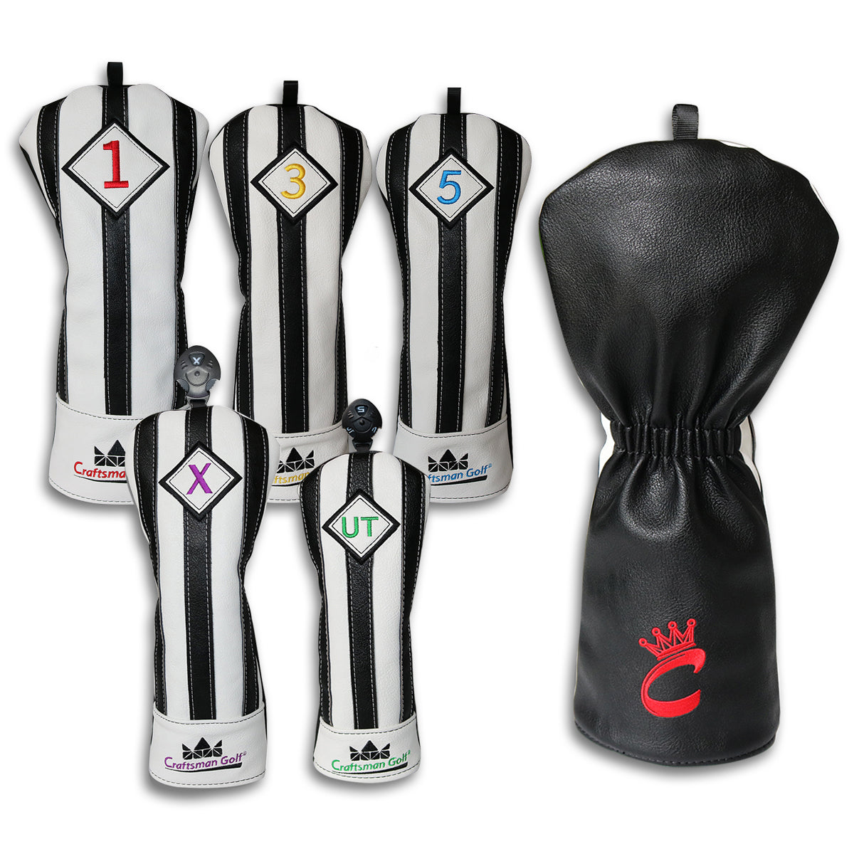 Black Straight Stripes Golf Head Cover Set