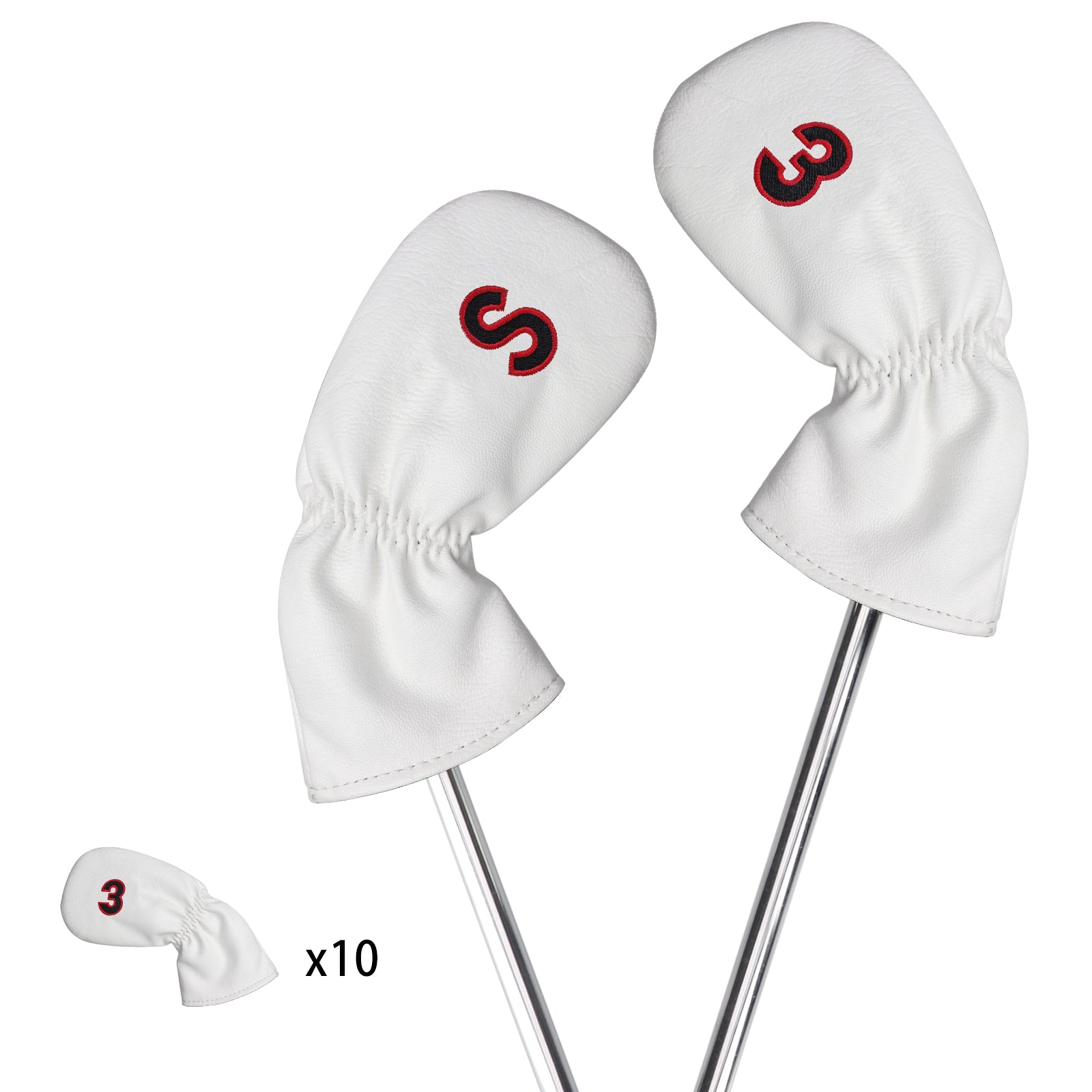 White Embroidery Numbers Iron Headcover set 10Pcs