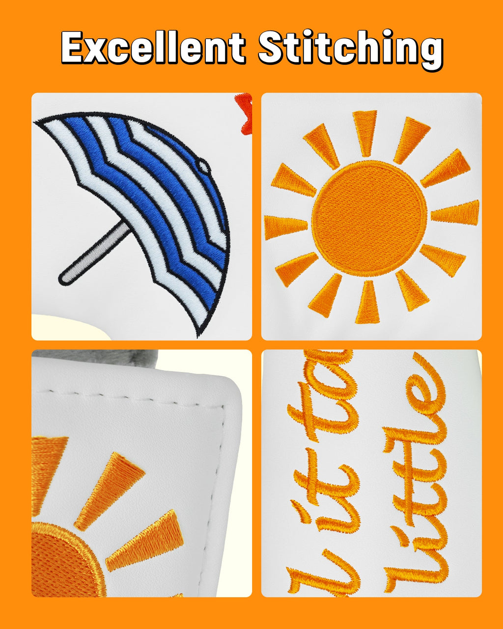 Summer Umbrella Embroidered Magnet Blade Putter Head Cover