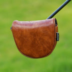 Brown Leather Mallet Putter Golf Head Cover