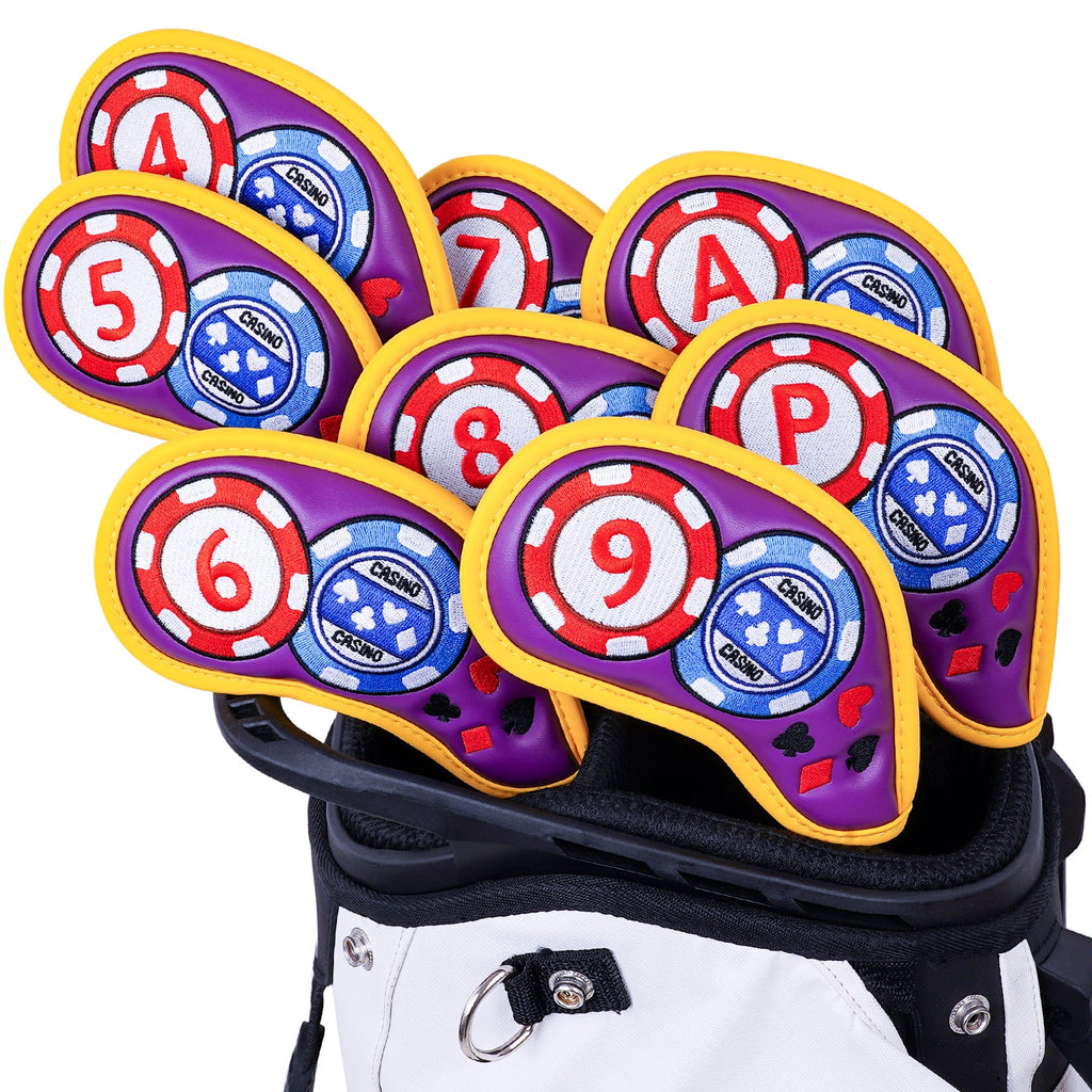 Purple Poker Chips Iron Cover 8PCS(4-9,P,A)