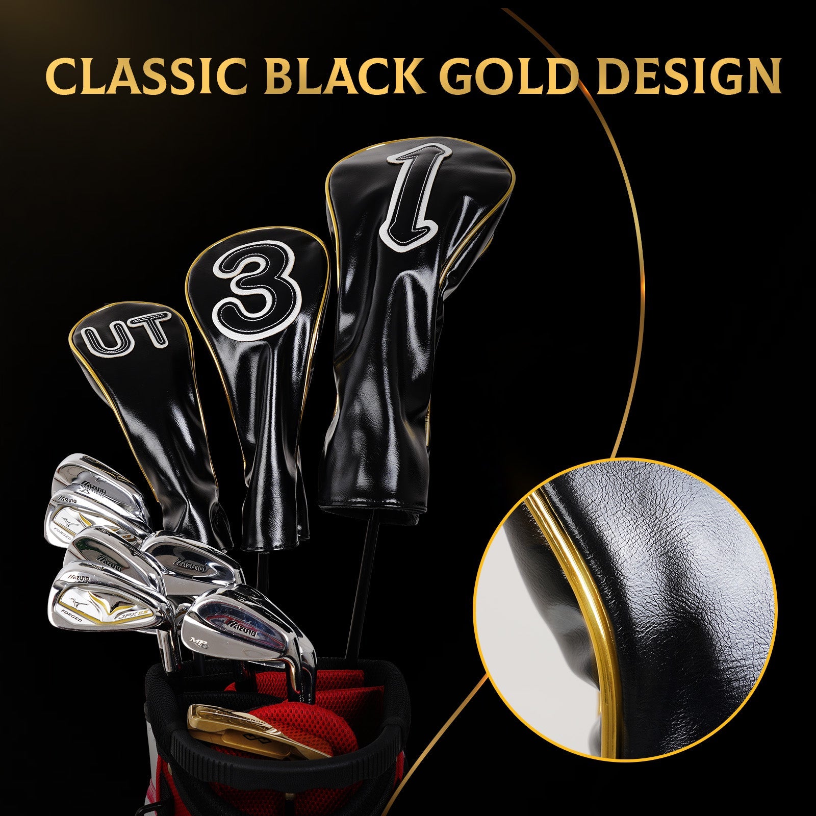 Black Gold Pipe Driver Head Cover Set