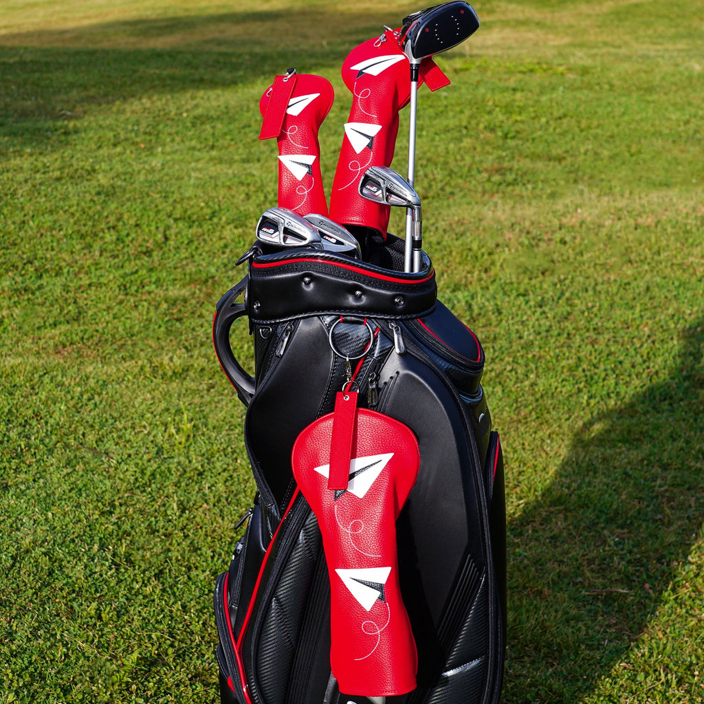 Red White Airplane Driver Head Cover Set
