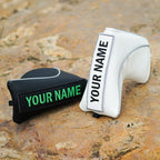 White Large Litchi Pattern Blade Putter Golf Headcover