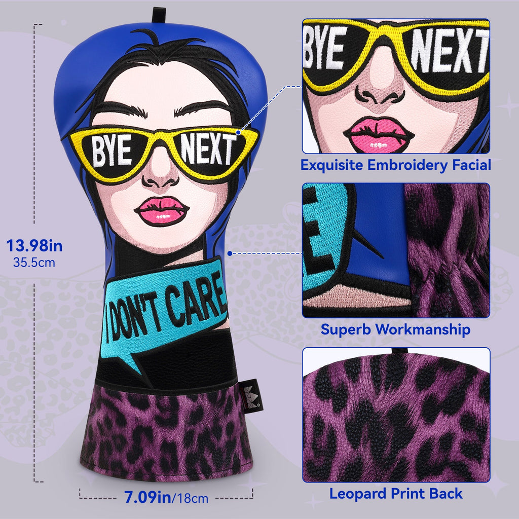 Leopard-print Lady with Sunglasses Driver Golf Headcover