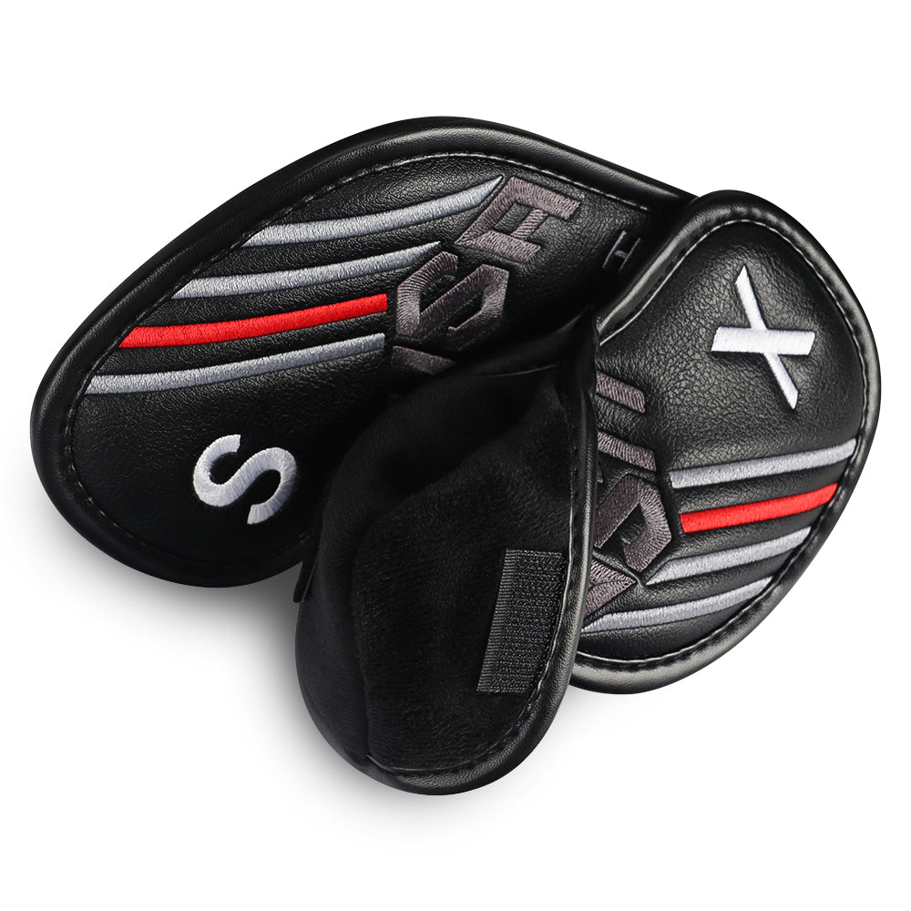 Black Embroidery Velcro Iron Headcover Set 10pcs