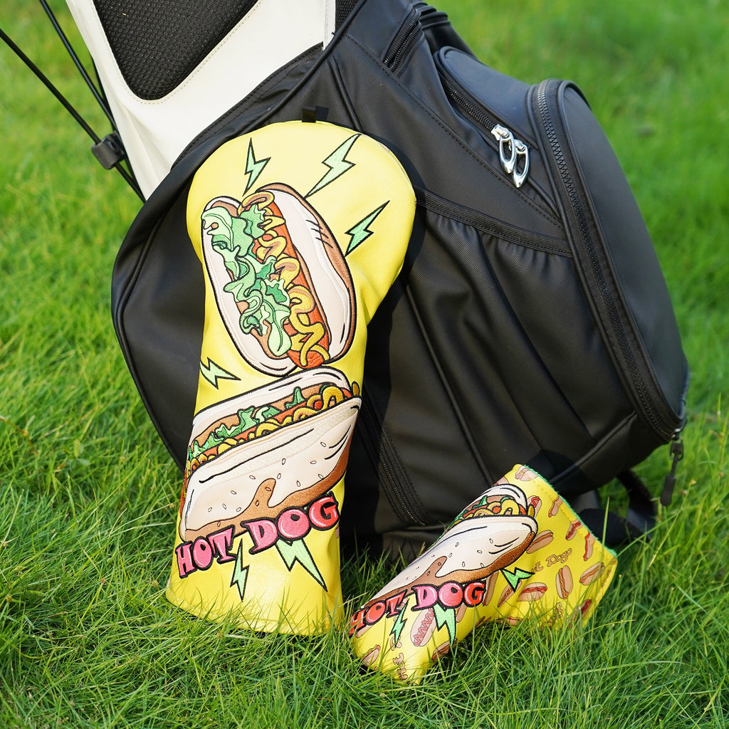 Yellow Hot Dog Golf Driver Putter Headcover