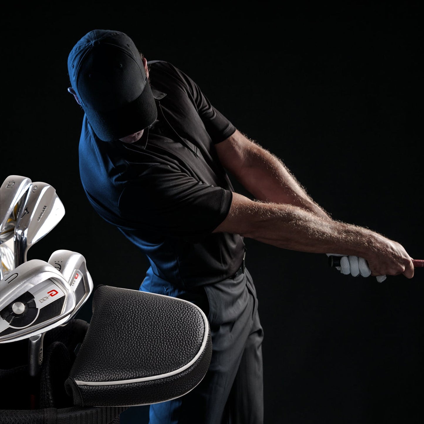 Black Litchi Mallet Putter Head Cover