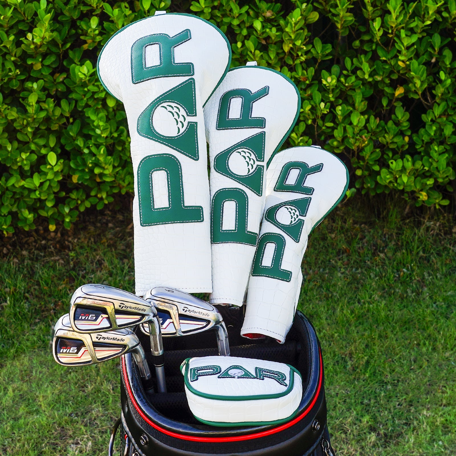 White PU PAR Golf Head Cover Set