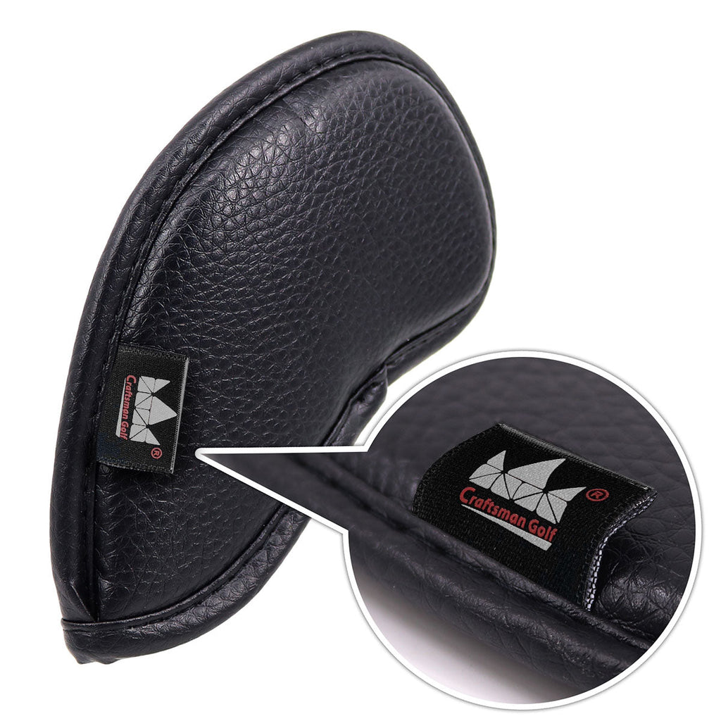 Black Leather Golf Iron Head Covers Set