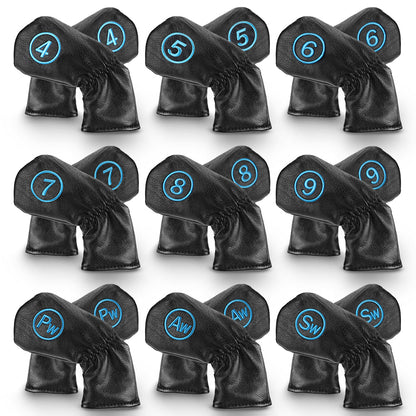 Black PU Blue Stitch Iron Cover 9pcs£¨4-9£¬P,A,S£© Head Cover