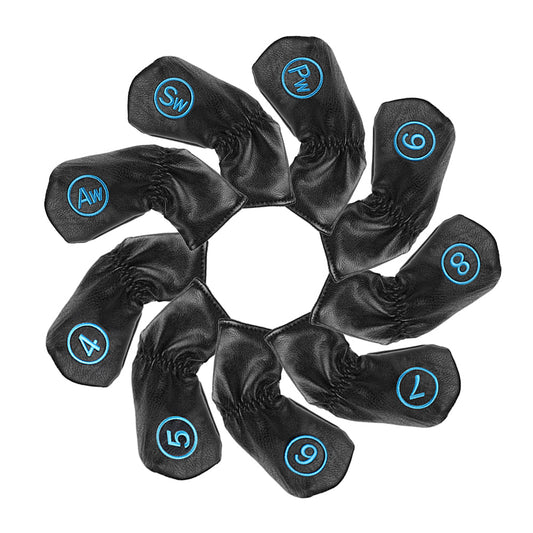Black PU Blue Stitch Iron Cover 9pcs£¨4-9£¬P,A,S£© Head Cover