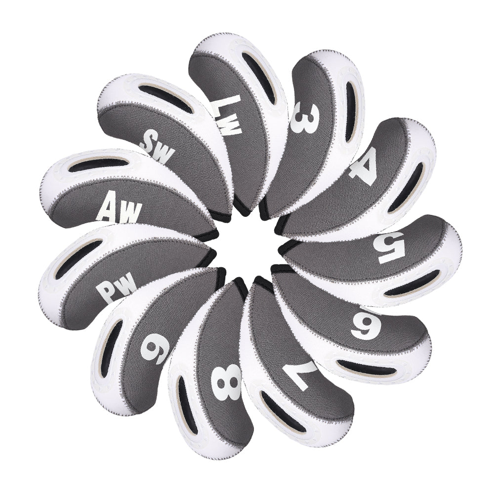 Grey Neoprene iron headcover with window 11pcs£¨3-9£¬PW,AW,SW,LW£© Head Cover