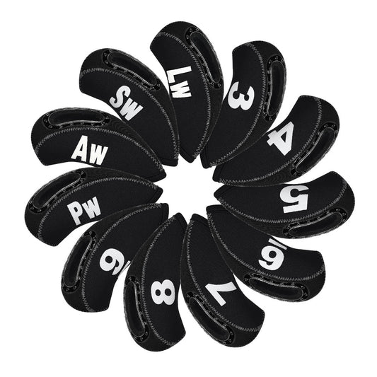Black Neoprene iron headcover with window 11pcs£¨3-9£¬PW,AW,SW,LW£© Head Cover