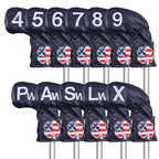 blue USA flag lucky four clover iron cover 11pcs (4-9,Pw,Aw,Sw,Lw,X) Head Cover