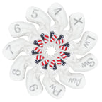 white USA flag lucky four clover iron cover 11pcs (4-9,Pw,Aw,Sw,Lw,X) Head Cover