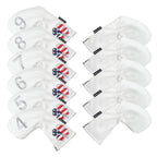 white USA flag lucky four clover iron cover 11pcs (4-9,Pw,Aw,Sw,Lw,X) Head Cover