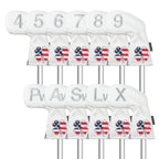 white USA flag lucky four clover iron cover 11pcs (4-9,Pw,Aw,Sw,Lw,X) Head Cover