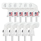 white USA flag lucky four clover iron cover 11pcs (4-9,Pw,Aw,Sw,Lw,X) Head Cover