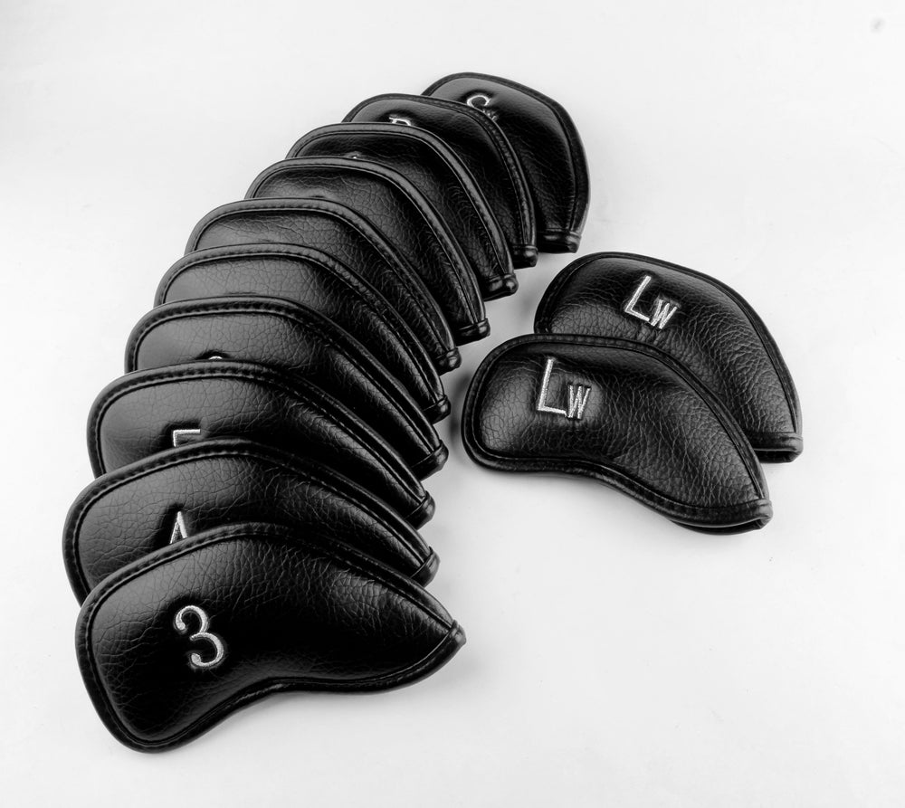 Black PU Iron Cover12pcs (3-9£¬AW,SW,PW£¬LW,LW) Head Cover