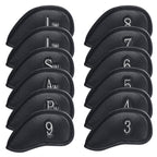 Black PU Iron Cover for Left 12pcs (3-9£¬AW,SW,PW£¬LW,LW) Head Cover