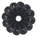 Black PU Iron Cover for Left 12pcs (3-9£¬AW,SW,PW£¬LW,LW) Head Cover