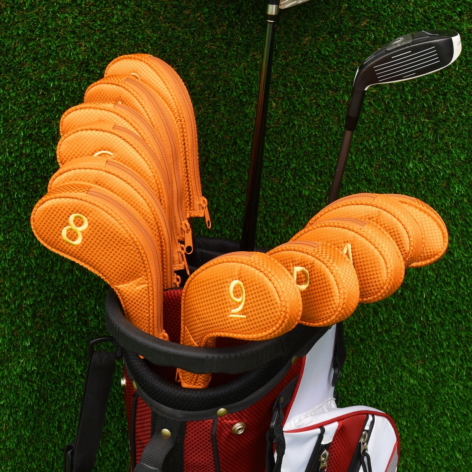 Orange Iron Cover With Zipper  11PCS (3-9.P.A.S.L) Head Cover
