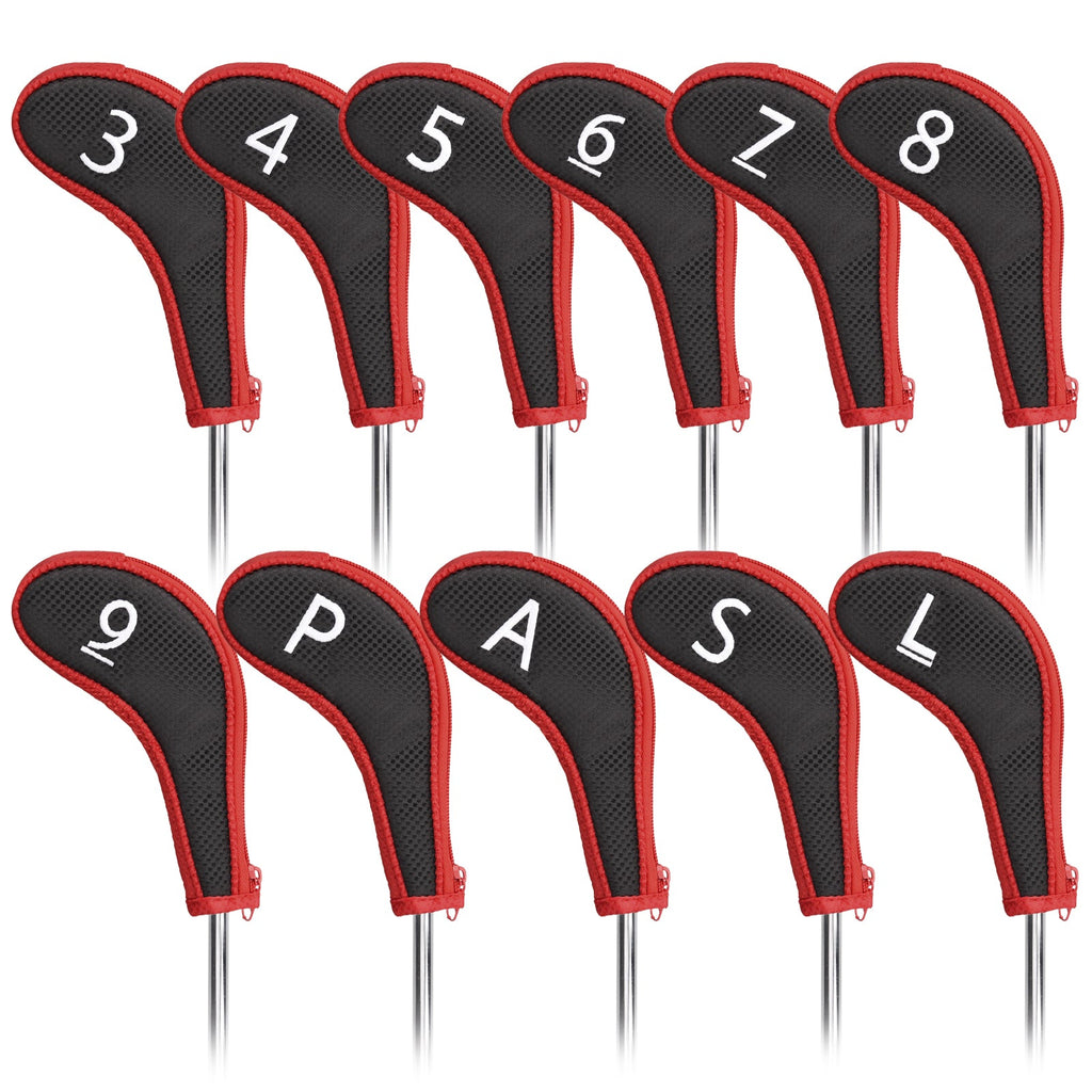 Black& Red Iron Cover With Zipper  11PCS (3-9.P.A.S.L) Head Cover
