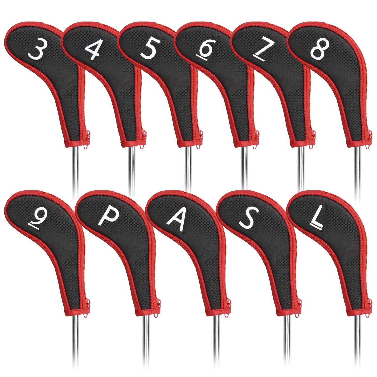 Black& Red Iron Cover With Zipper  11PCS (3-9.P.A.S.L) Head Cover