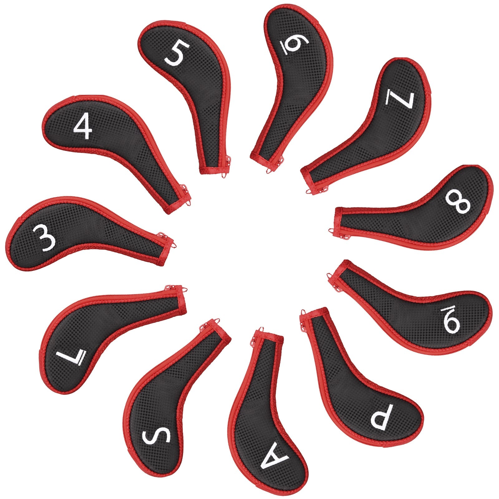 Black& Red Iron Cover With Zipper  11PCS (3-9.P.A.S.L) Head Cover