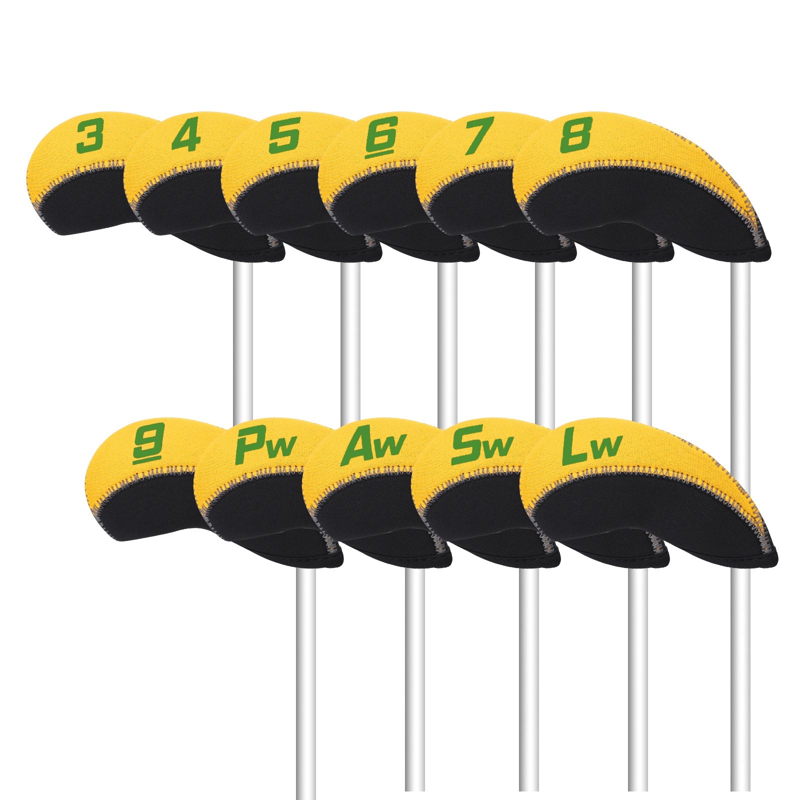 Yellow Neoprene Iron Cover 11pcs (3-9,Pw,Aw,Sw,Lw) Head Cover