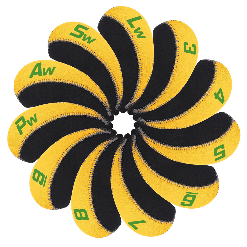 Yellow Neoprene Iron Cover 11pcs (3-9,Pw,Aw,Sw,Lw) Head Cover