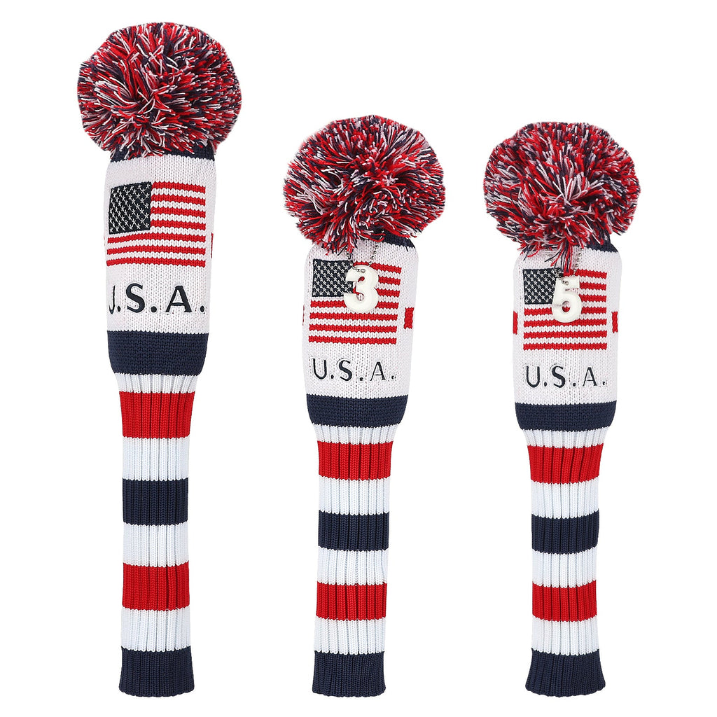 Red & White & Blue Knitted 3PCS (1.3.5£© Head Cover