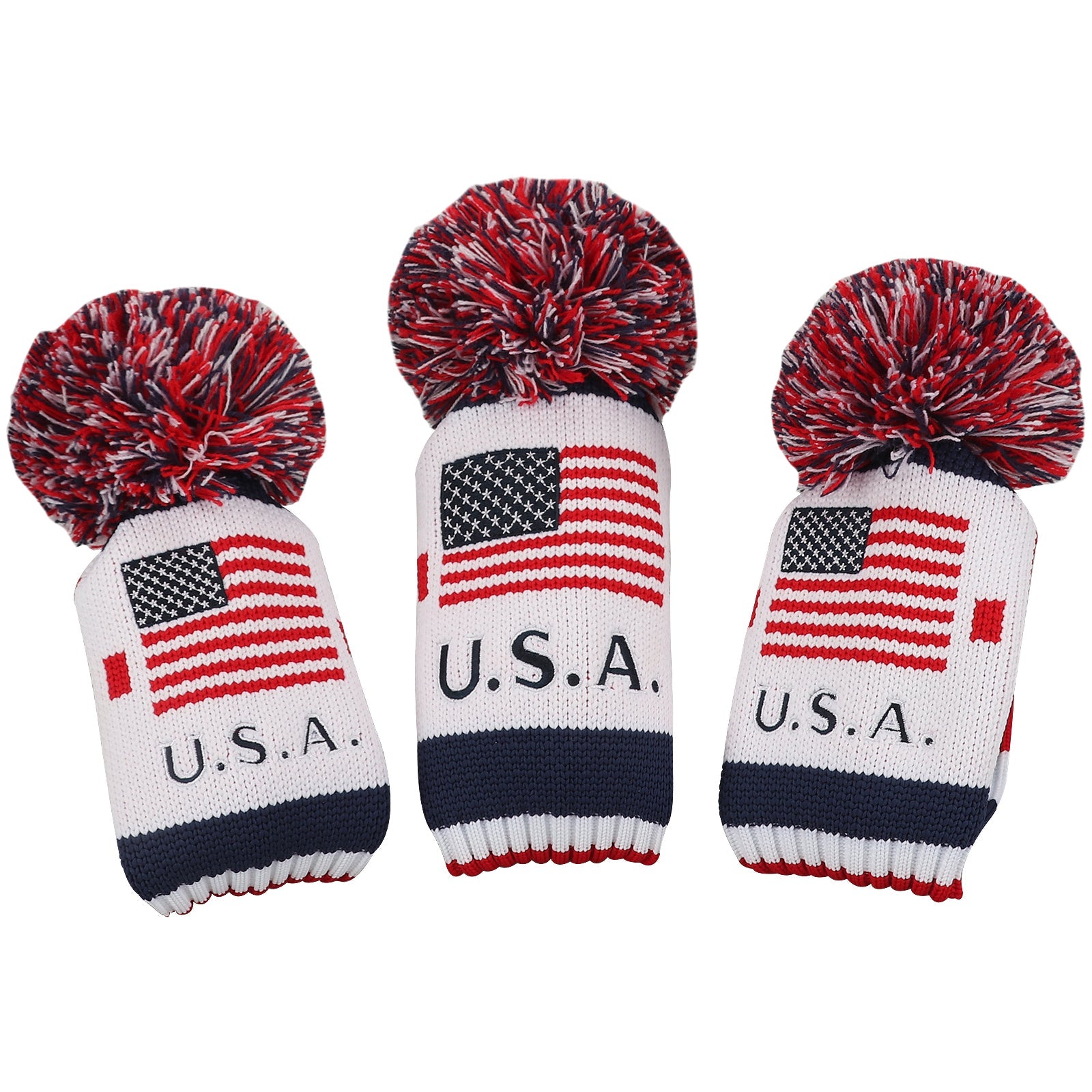 Red & White & Blue Knitted 3PCS (1.3.5£© Head Cover